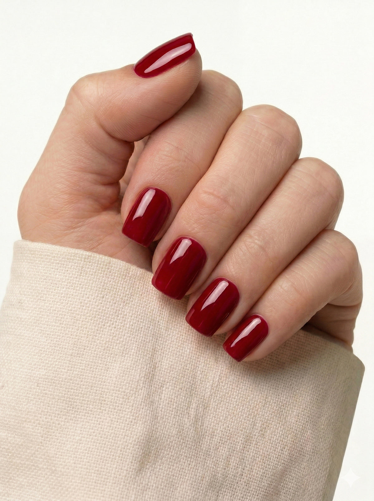 Deep Red Short Square Soft Gel Press-On Nails