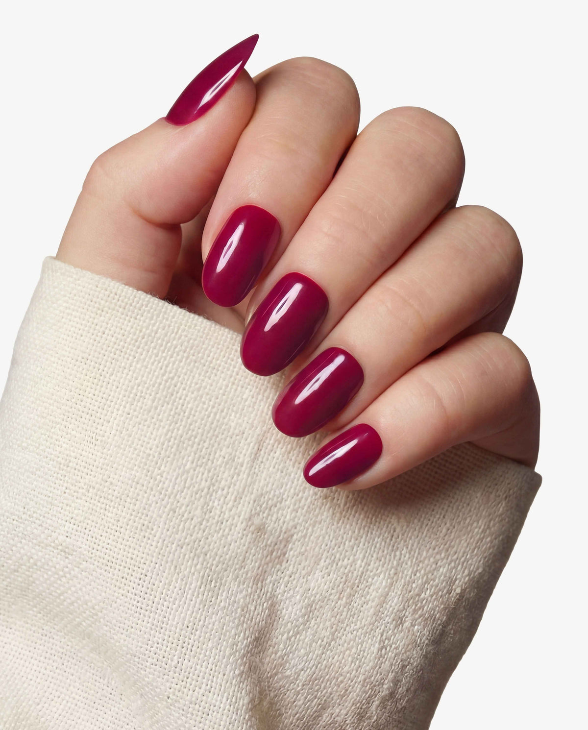 Berry Red Short Oval Soft Gel Press-On Nails