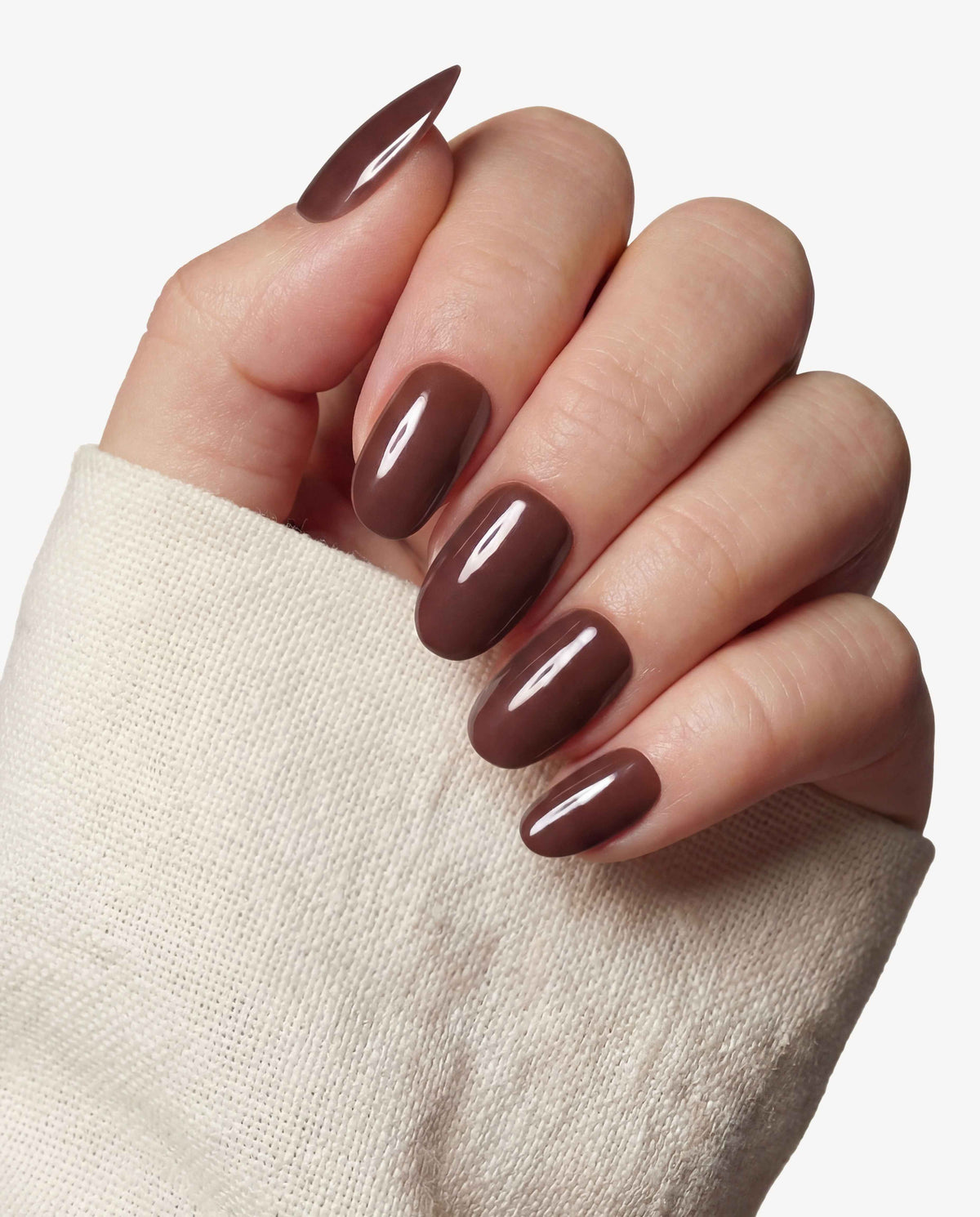 Dark Mocha Short Oval Soft Gel Press-On Nails