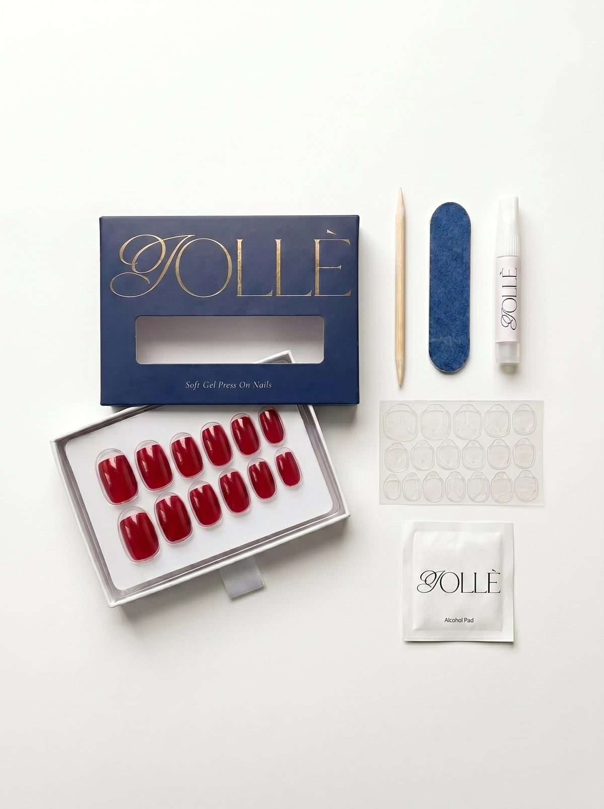 Deep Red Short Square Soft Gel Press-On Nails